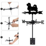 Cavapoo metal weather vane with directional arrows and mounting rod, outdoor roof and garden decoration