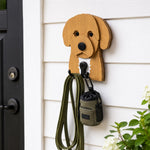 Wooden cavoodle dog wall hook key and leash holder for home entryway organizer