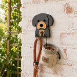 Wooden cavoodle dog wall hook key and leash holder for home entryway organizer