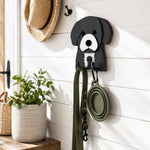 Wooden cavoodle dog wall hook key and leash holder for home entryway organizer