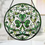 Celtic knot shamrock irish stained glass suncatcher window hanging, suitable for home and garden decoration
