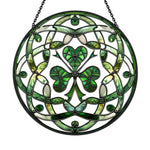 Celtic knot shamrock irish stained glass suncatcher window hanging, suitable for home and garden decoration