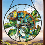 Chameleon stained glass suncatcher window hanging, suitable for home and garden decoration