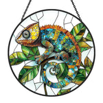 Chameleon stained glass suncatcher window hanging, suitable for home and garden decoration