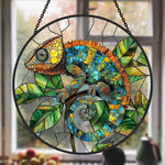 Chameleon stained glass suncatcher window hanging, suitable for home and garden decoration