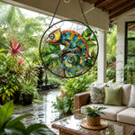 Chameleon stained glass suncatcher window hanging, suitable for home and garden decoration