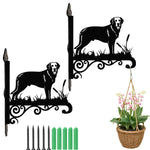 Chesapeake bay retriever metal hanging basket bracket mounted on outdoor wall for plant decoration