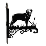 Chesapeake bay retriever metal hanging basket bracket mounted on outdoor wall for plant decoration