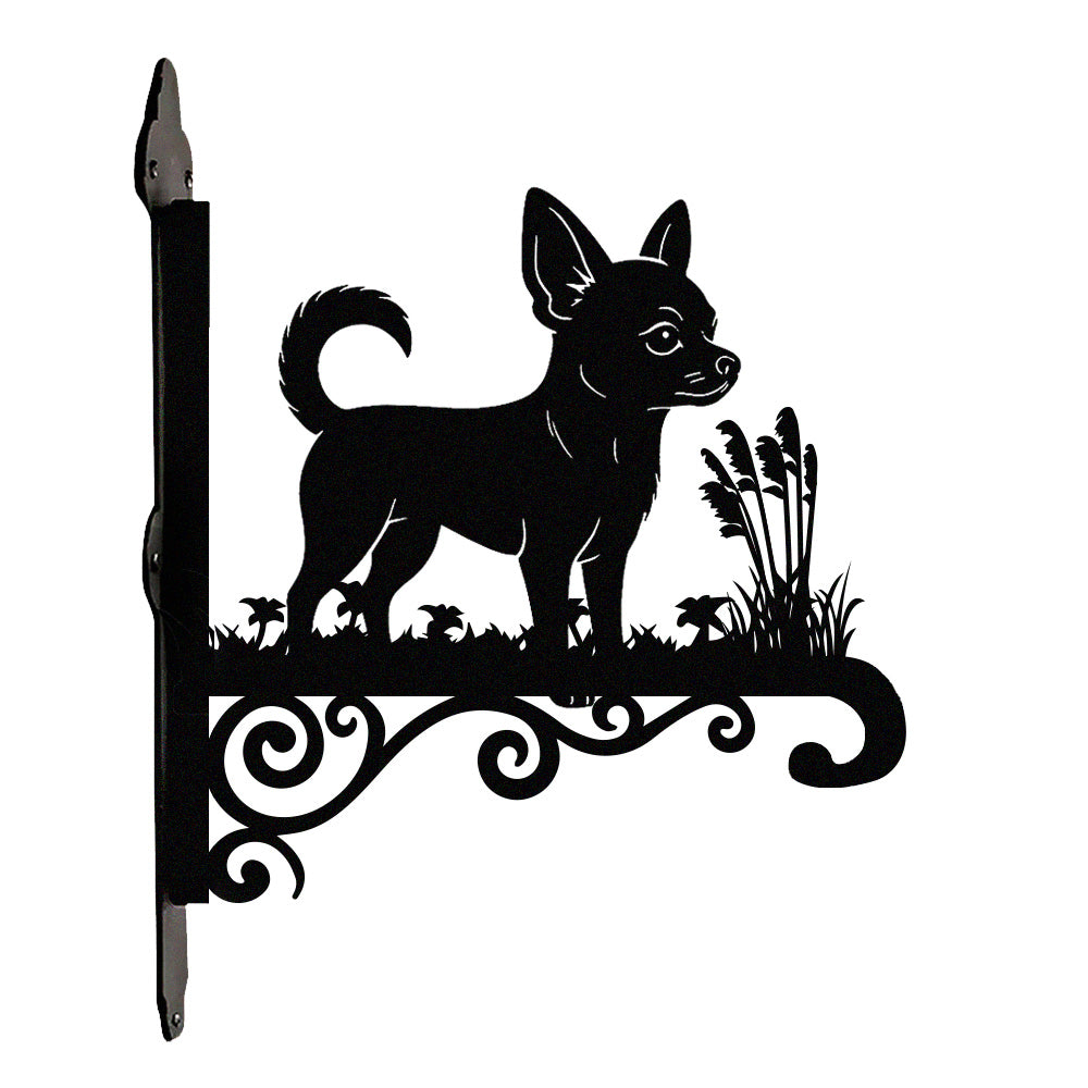 Chihuahua metal hanging basket bracket mounted on outdoor wall for plant decoration