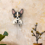 Wooden chihuahua dog wall hook key and leash holder for home entryway organizer