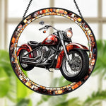 Chopper motorcycle stained glass suncatcher window hanging, suitable for home and garden decoration