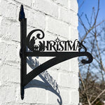 Christmas metal hanging basket bracket mounted on outdoor wall for plant decoration