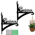 Christmas metal hanging basket bracket mounted on outdoor wall for plant decoration