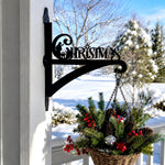 Christmas metal hanging basket bracket mounted on outdoor wall for plant decoration