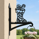 Christmas stocking metal hanging basket bracket mounted on outdoor wall for plant decoration