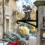 Christmas stocking metal hanging basket bracket mounted on outdoor wall for plant decoration