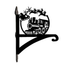 Christmas train metal hanging basket bracket mounted on outdoor wall for plant decoration