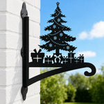 Christmas tree metal hanging basket bracket mounted on outdoor wall for plant decoration