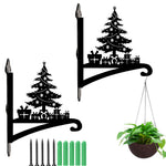 Christmas tree metal hanging basket bracket mounted on outdoor wall for plant decoration