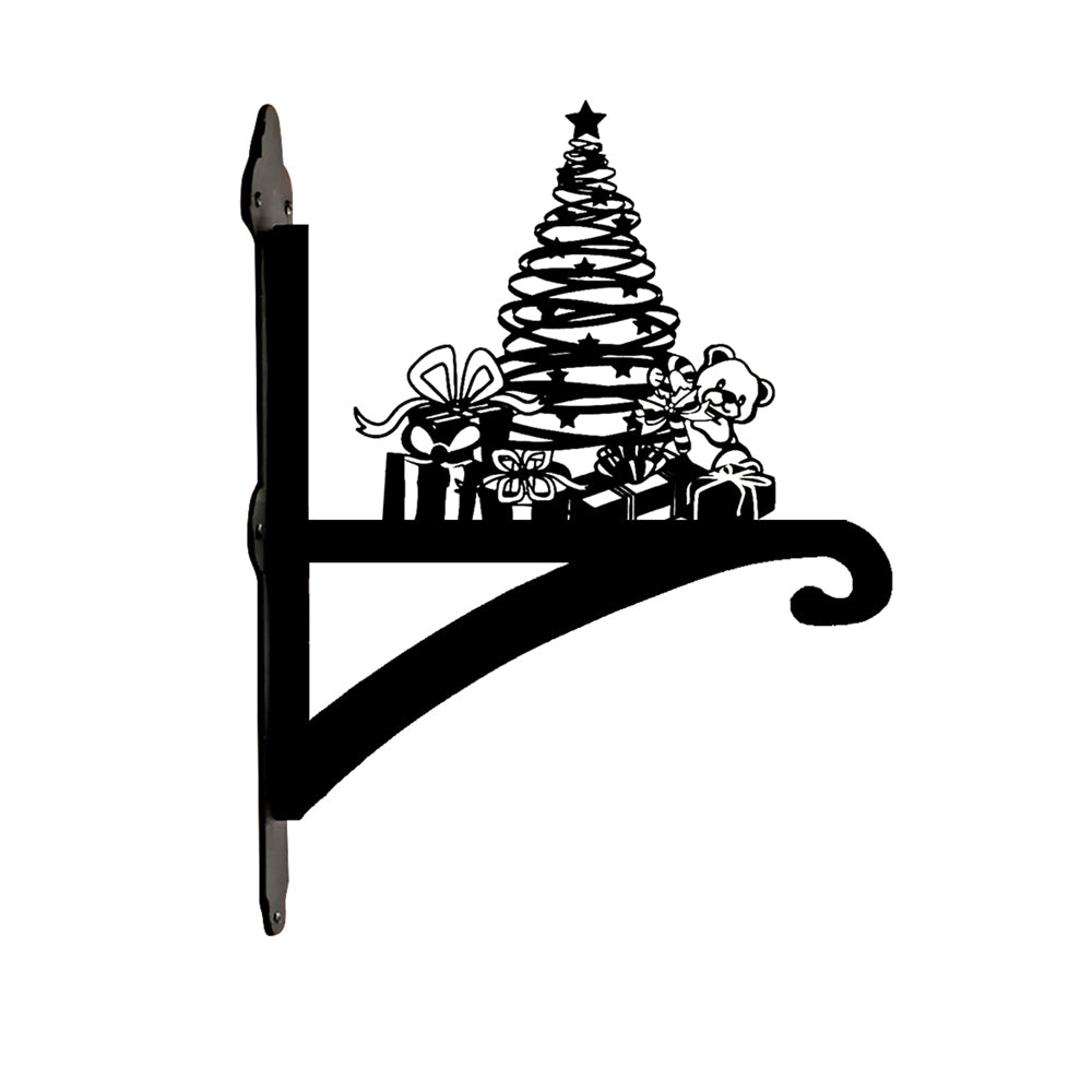 Christmas tree metal hanging basket bracket mounted on outdoor wall for plant decoration