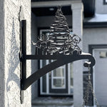 Christmas tree metal hanging basket bracket mounted on outdoor wall for plant decoration