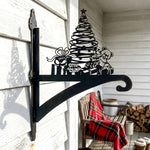 Christmas tree metal hanging basket bracket mounted on outdoor wall for plant decoration