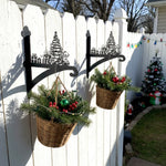 Christmas tree metal hanging basket bracket mounted on outdoor wall for plant decoration