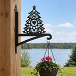 Christmas tree metal hanging basket bracket mounted on outdoor wall for plant decoration