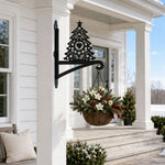 Christmas tree metal hanging basket bracket mounted on outdoor wall for plant decoration