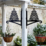 Christmas tree metal hanging basket bracket mounted on outdoor wall for plant decoration