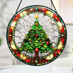 Christmas tree stained glass suncatcher window hanging, suitable for home and garden decoration