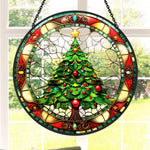 Christmas tree stained glass suncatcher window hanging, suitable for home and garden decoration