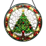 Christmas tree stained glass suncatcher window hanging, suitable for home and garden decoration