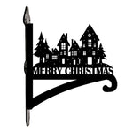 Christmas village metal hanging basket bracket mounted on outdoor wall for plant decoration
