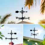 Classic arrow metal weather vane with directional arrows and mounting rod, outdoor roof and garden decoration