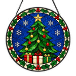 Classic christmas tree stained glass suncatcher window hanging, suitable for home and garden decoration