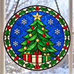 Classic christmas tree stained glass suncatcher window hanging, suitable for home and garden decoration