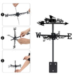 Classic hot rod metal weather vane with directional arrows and mounting rod, outdoor roof and garden decoration