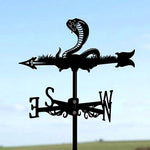 Cobra metal weather vane with directional arrows and mounting rod, outdoor roof and garden decoration