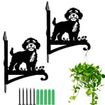 Cockapoo metal hanging basket bracket mounted on outdoor wall for plant decoration