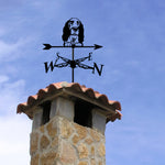 Cocker Spaniel metal weather vane with directional arrows and mounting rod, outdoor roof and garden decoration