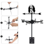 Cocker Spaniel metal weather vane with directional arrows and mounting rod, outdoor roof and garden decoration