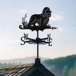 Cocker Spaniel metal weather vane with directional arrows and mounting rod, outdoor roof and garden decoration