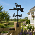 Cocker Spaniel metal weather vane with directional arrows and mounting rod, outdoor roof and garden decoration