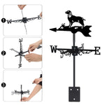 Cocker Spaniel metal weather vane with directional arrows and mounting rod, outdoor roof and garden decoration