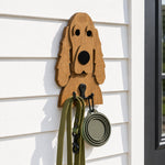 Wooden cocker spaniel dog wall hook key and leash holder for home entryway organizer