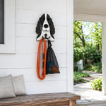 Wooden cocker spaniel dog wall hook key and leash holder for home entryway organizer