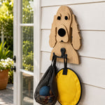 Wooden cocker spaniel dog wall hook key and leash holder for home entryway organizer