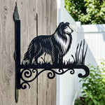 Collie metal hanging basket bracket mounted on outdoor wall for plant decoration