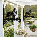 Collie metal hanging basket bracket mounted on outdoor wall for plant decoration